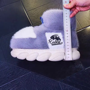 Winter Warm Cotton Slippers for Women Men Outdoor High Top Shoes Couples Fluffy Snow Boots Thick Sole Soft Plush Girls Footwear