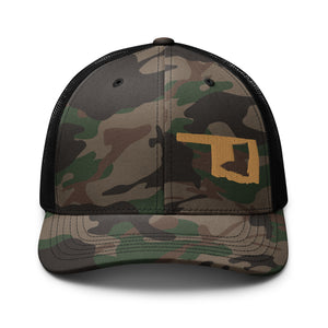 Oklahoma Outlaws Simple Logo Gold Camouflage trucker hat