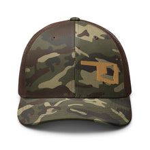 Load image into Gallery viewer, Oklahoma Outlaws Simple Logo Gold Camouflage trucker hat