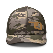 Load image into Gallery viewer, Oklahoma Outlaws Simple Logo Gold Camouflage trucker hat