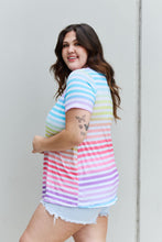 Load image into Gallery viewer, Heimish Out And Proud Full Size Multicolored Striped V-Neck Short Sleeve Top
