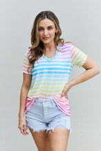 Load image into Gallery viewer, Heimish Out And Proud Full Size Multicolored Striped V-Neck Short Sleeve Top