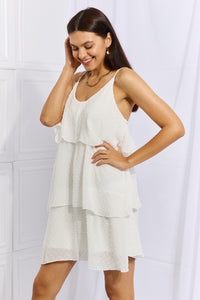 Culture Code By The River Full Size Cascade Ruffle Style Cami Dress in Soft White Dress