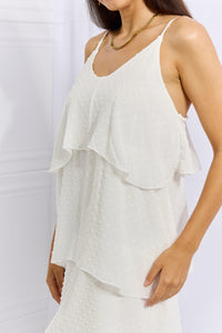 Culture Code By The River Full Size Cascade Ruffle Style Cami Dress in Soft White Dress