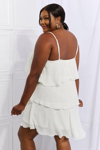 Culture Code By The River Full Size Cascade Ruffle Style Cami Dress in Soft White Dress