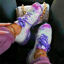 Load image into Gallery viewer, PURPLE TYE-DYE Women Sneakers Spring New Mix Colors Stretch Fabric Ladies Lace Up Casual Vulcanized Shoes Large-Sized Sports Shoes