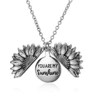 "You are my sunshine" Sunflower Pendant Double-layer Opens