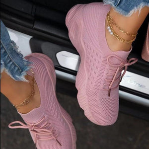 PINK Casual Sports Shoes for Women Comfort Mesh Tennis Shoes Light Sneakers Women New Plus Size Student Vulcanized Shoe