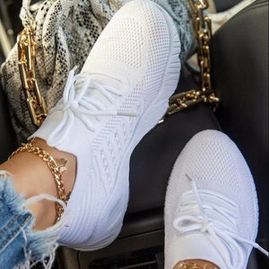 WHITE Casual Sports Shoes for Women Comfort Mesh Tennis Shoes Light Sneakers Women New Plus Size Student Vulcanized Shoe