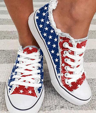 Americana Canva Female Flat Sneakers Casual Tennis Shoes Loafers