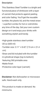 Stainless Steel Tumbler 20 oz