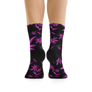 Pink Cannabis Leaf Socks