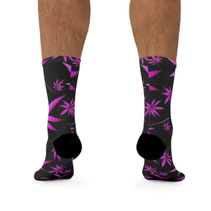 Pink Cannabis Leaf Socks