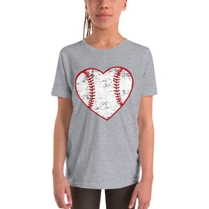 Love Baseball Heart Youth Short Sleeve T-Shirt