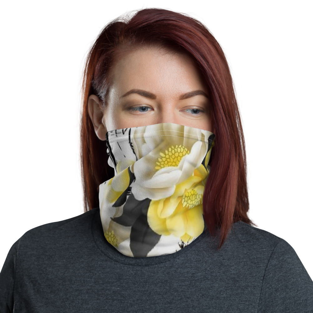 Flower Bee Yellow with Logo Neck Gaiter/ Mask