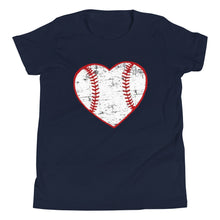 Load image into Gallery viewer, Love Baseball Heart Youth Short Sleeve T-Shirt