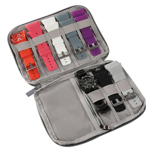 Multifunction Portable Watch Strap Organizer Watch Band Box Storage Bag Watchband Holder Watch Travel Case Pouch Gray Black