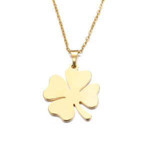 Stainless Steel Necklace Four Leaf Clover Gold And Silver Color Pendant Necklace Jewelry