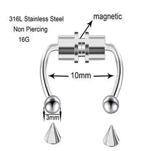 Load image into Gallery viewer, Fake Nose Ring Magnetic Horseshoe Non Piercing Hoop Jewelry for Women Punk Style Stainless Steel Men Nose Studs Reusable Unisex