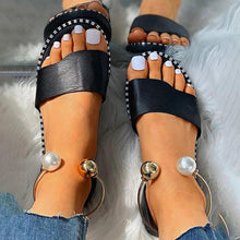 Load image into Gallery viewer, New Summer Women&#39;s Beaded Pearly Sandals Slippers Shoes Women Ladies Flats Sandals Flip Flop Casual Flat Slingback Sandals Shoes