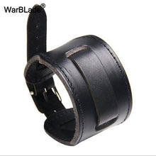 Load image into Gallery viewer, New Fashion Men Wide Genuine Leather Bracelet Brown Wide Cuff Bracelets &amp; Bangles Vintage Punk Wristband Men Jewelry