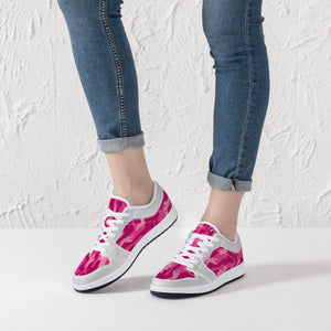 Pink Camo Low-Top Leather Sneakers